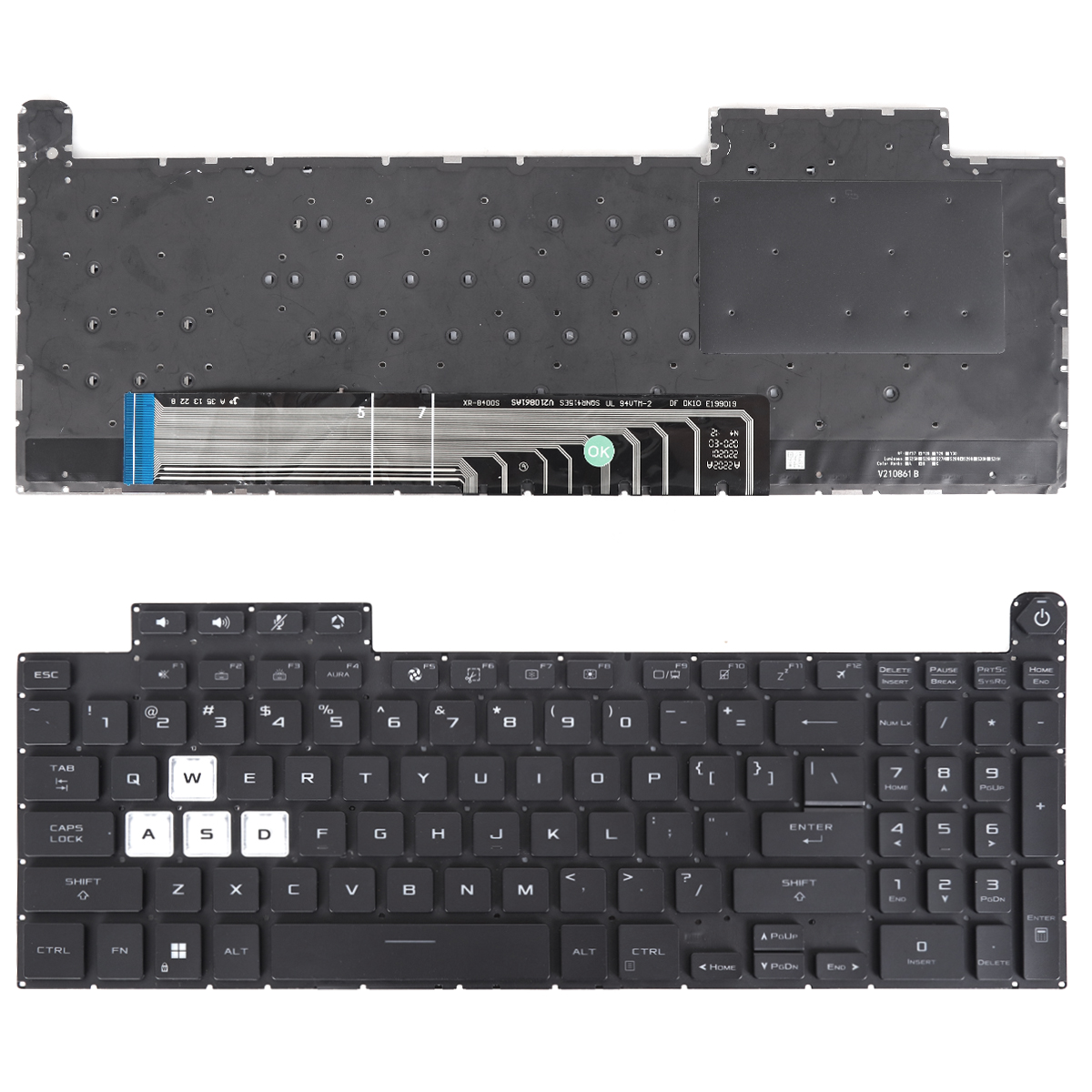 Picture of New Replacement Laptop Keyboard For ASUS TUF Gaming F15 A15 F17 A17 FX507 FX507Z FA507 FA507R FX517 FX517Z FX707 FX707Z FA707 FA707R BALCK （WASD is transparent)BACKLIT US Layout